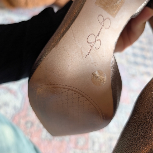 Jessica Simpson Metallic Brown Heels Bronze Claudette 6.5 - Picture 5 of 8